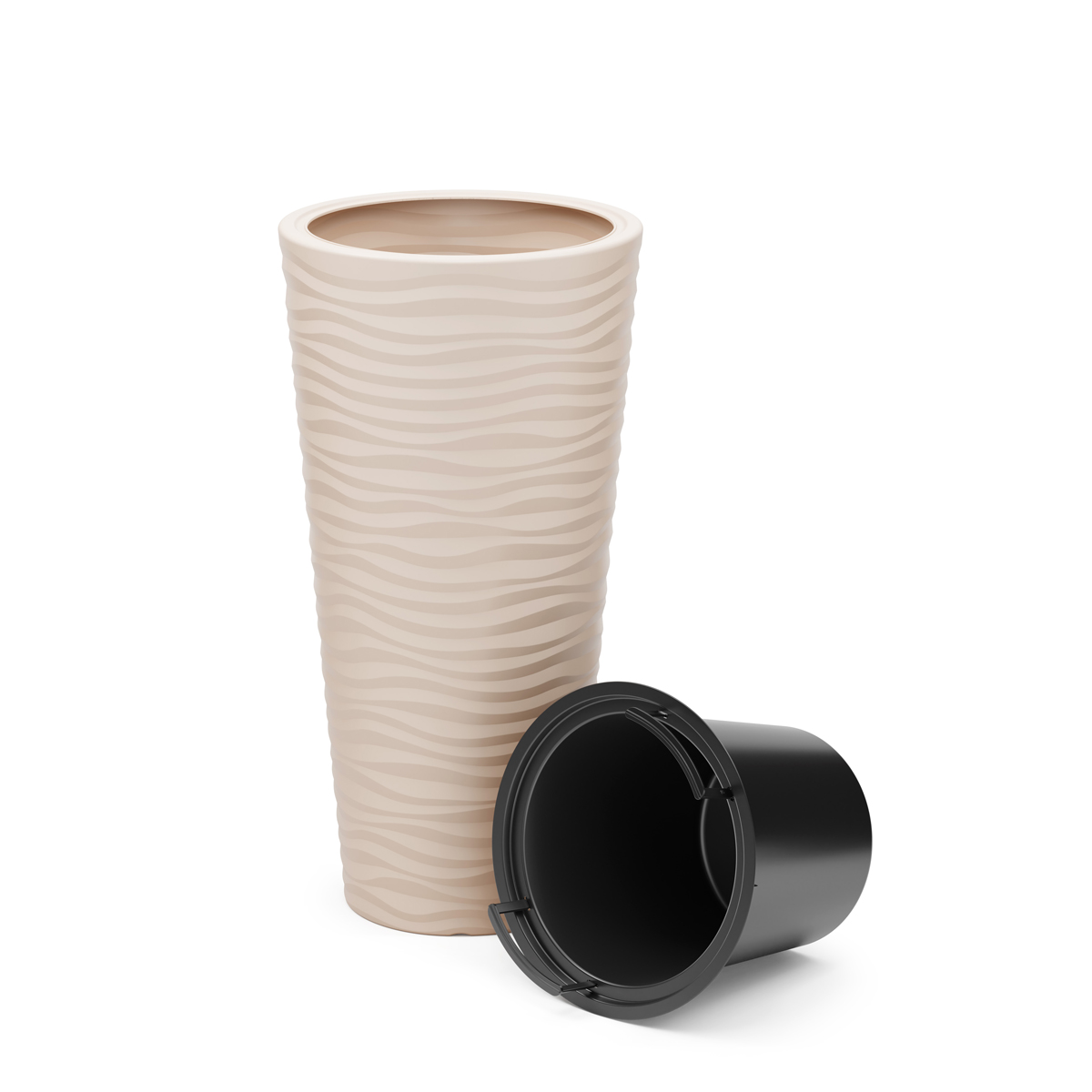 Кашпо для цветов напольное "оазис" 43 л со вставкой 10 л (св.бежевое) (1/2) "альтернатива" м8080