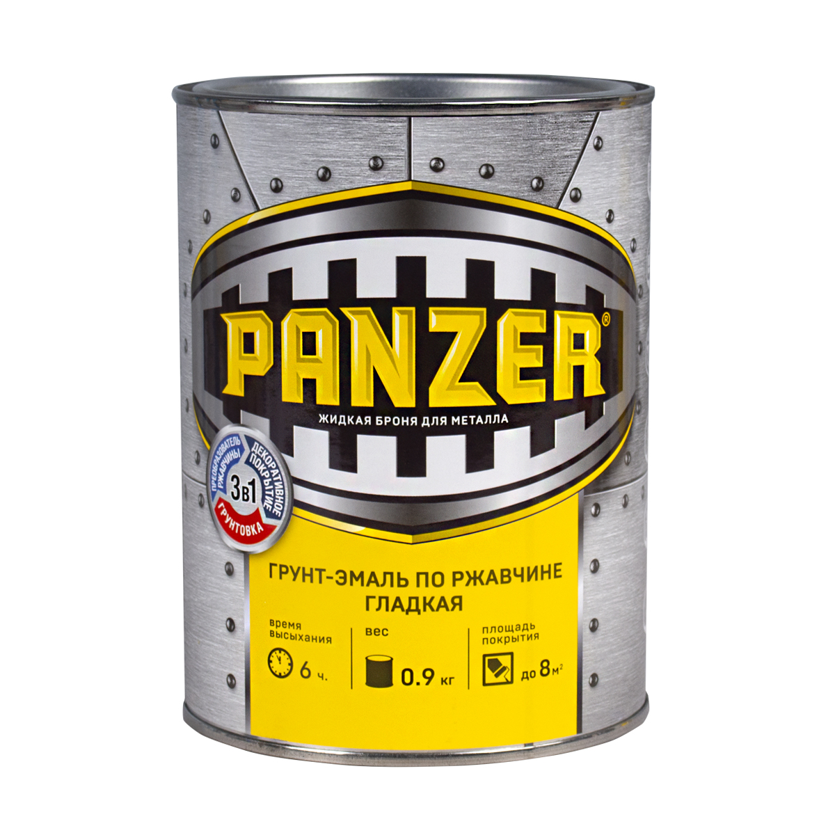 Грунт- эмаль по ржавчине гладкая "panzer" белая 0,9 кг (1/14)