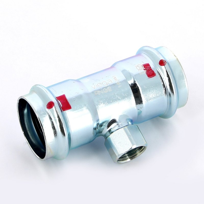 Тройник пресс-В 42x1/2"x42 оцинкованная сталь Prestabo VIEGA