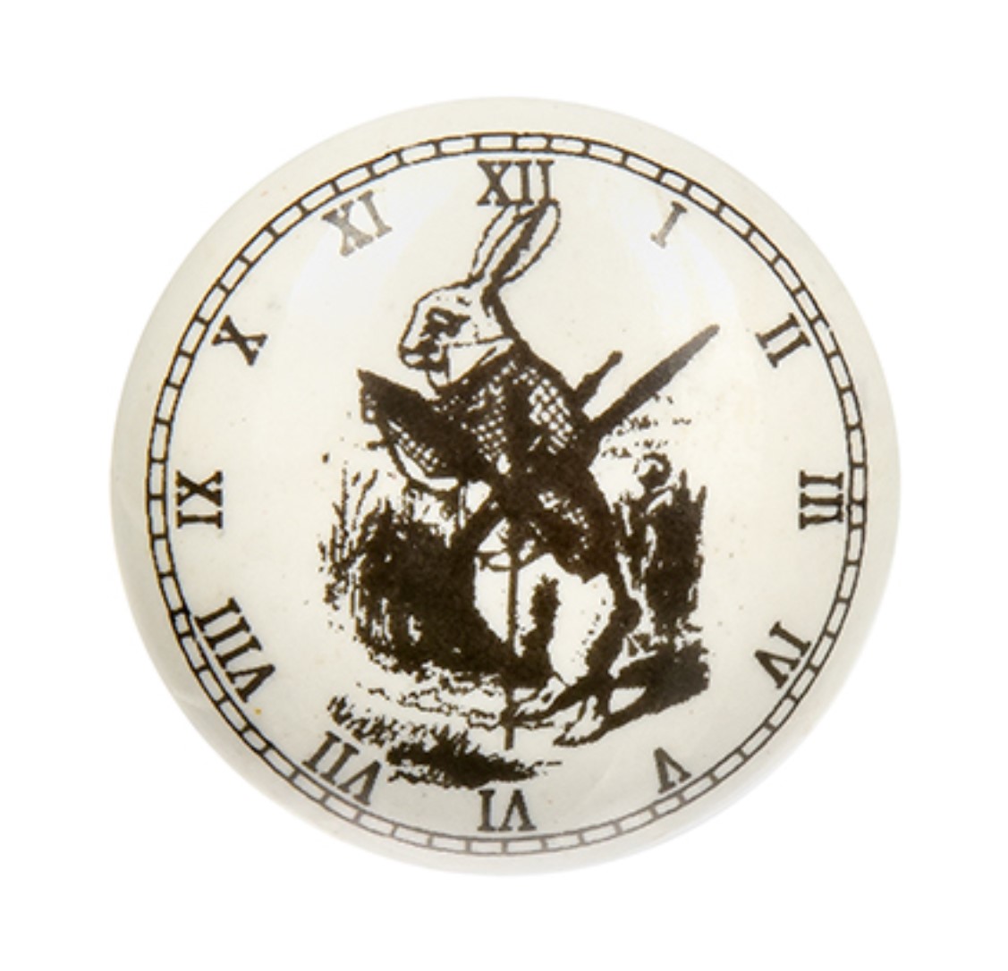 Ручка для мебели керамическая "часы с кроликом" (6) "blumen haus"