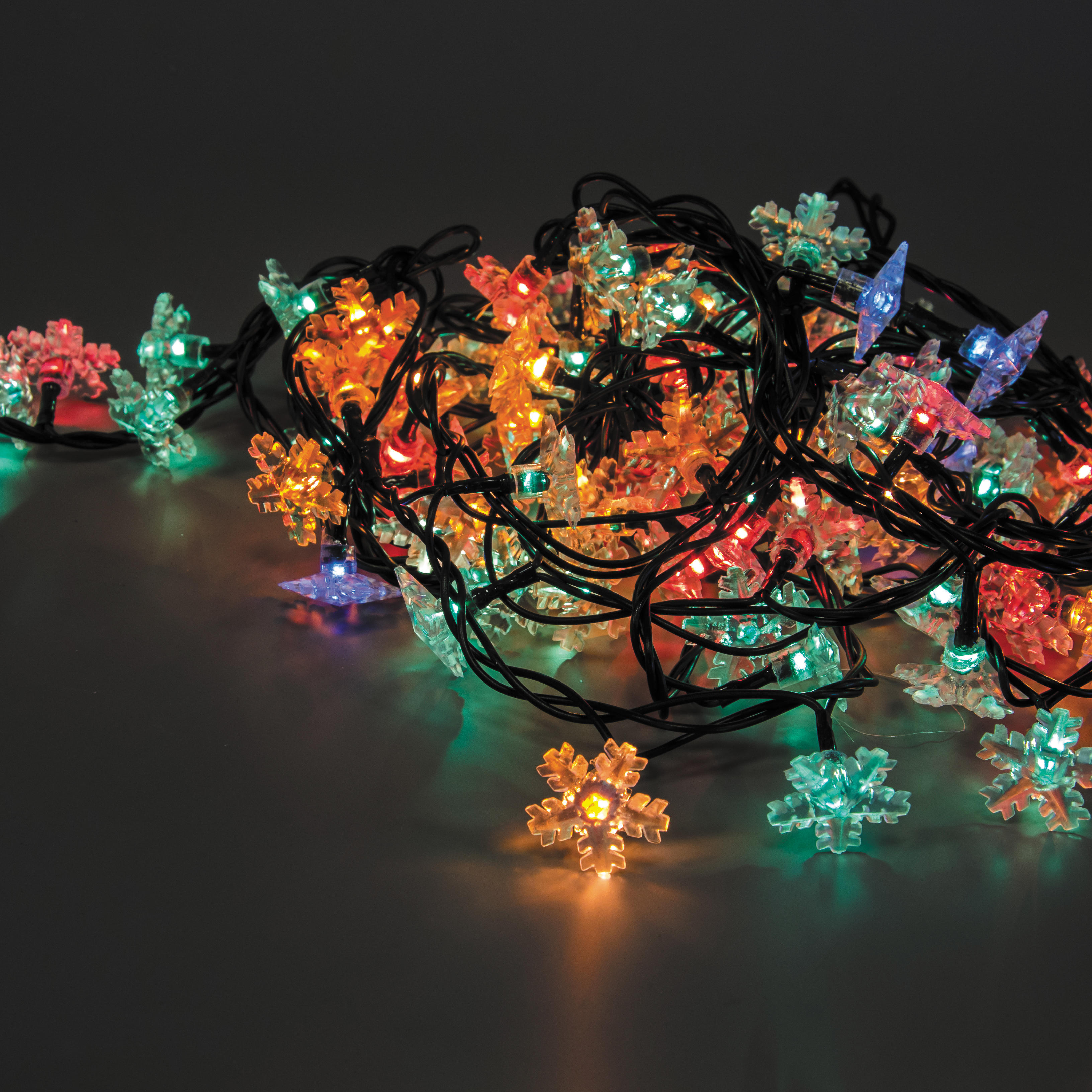 Электрогирлянда "снежинки" 5 м, 8 реж., многоцв. (1/24) sf-100-5-mc "волшебная страна"