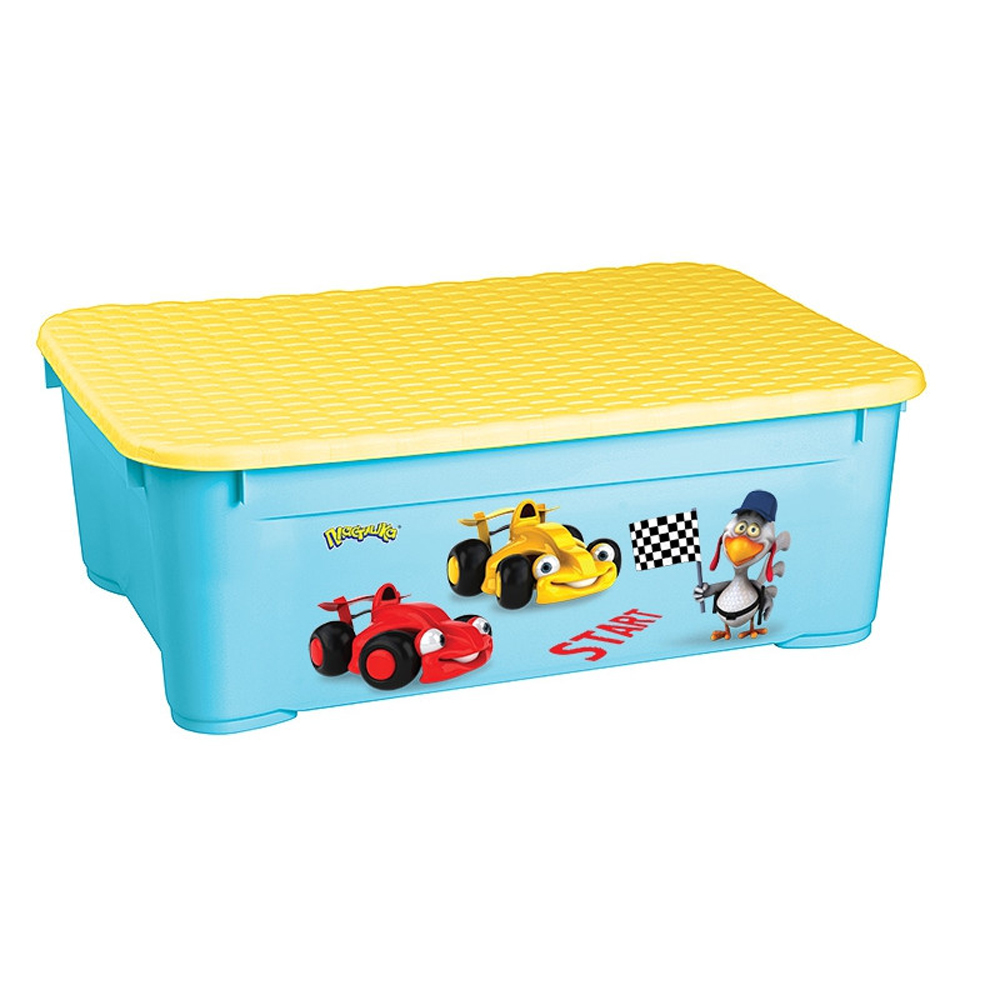 Ящик для игрушек 555*390*190 мм с аппликацией (голубой) (1/6) "бытпласт"