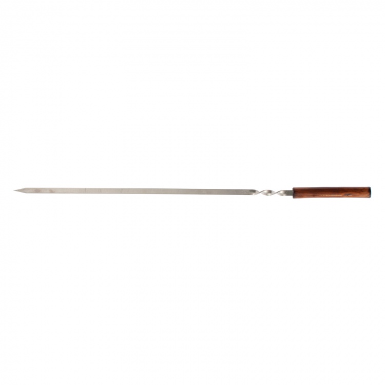 Шампур плоский 650 x 10 x 2,5 мм, с цельной деревянной рукояткой, нержавеющая сталь, Camping Palisad (69674)