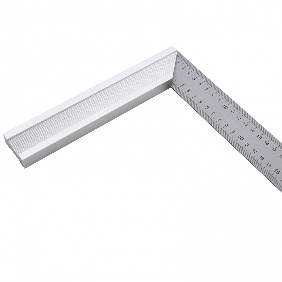 Угольник стальной 400 мм, нержавеющая сталь, градуировка, алюминиевое основание Denzel (32398)