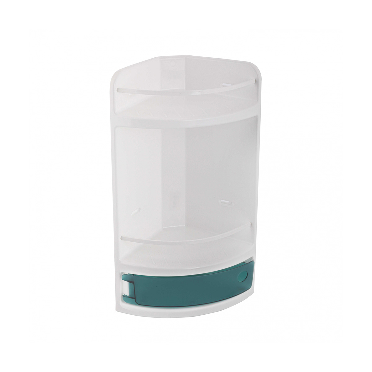 Полка для ванной угловая пласт. (бело-изумрудная) (1/4) "альтернатива" м3157