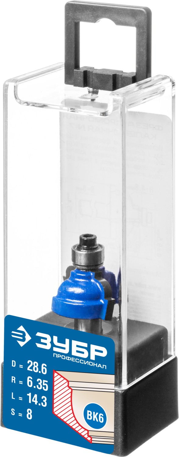 ЗУБР 28.6 x 16 мм, радиус 6.3 мм, фреза кромочная калевочная №7, Профессионал (28709-28.6)