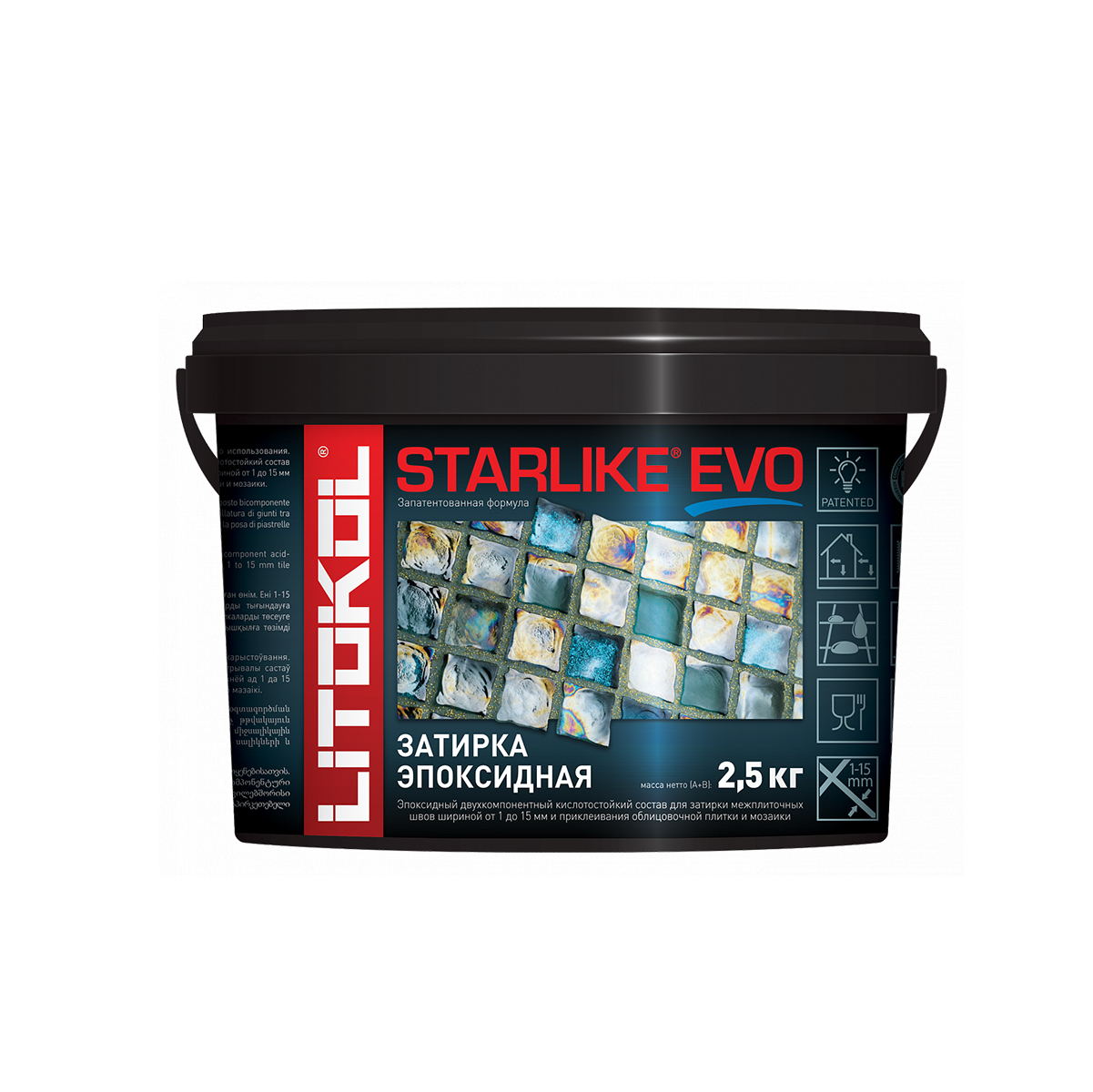 Затирка эпоксидная 2-х комп. "starlike evo" s.102 bianco ghiaccio, ведро 2,5 кг (1) litokol