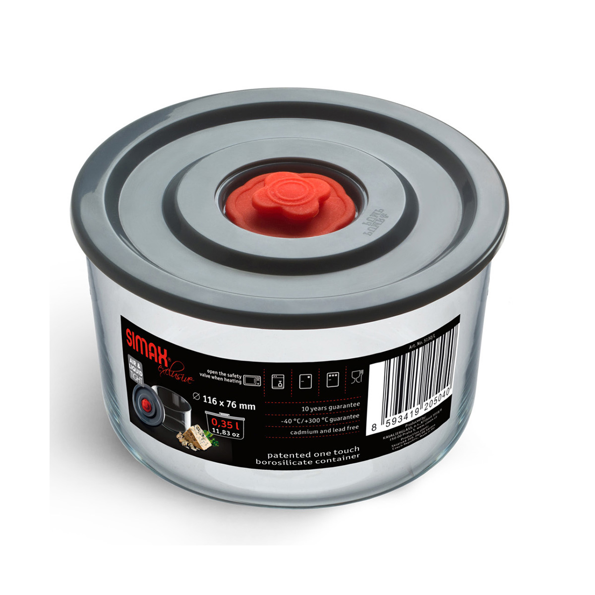 Контейнер стекл. "simax" exclusive 0,35 л, пласт. крышка (1/6)