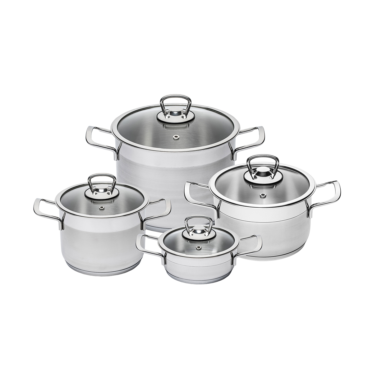 Набор кастрюль нержав. "софия" 4 шт.(1,4 + 1,8 + 3,2 + 4,5 л) стекл. крыш. (1/2) "катюша" 9901-903-0