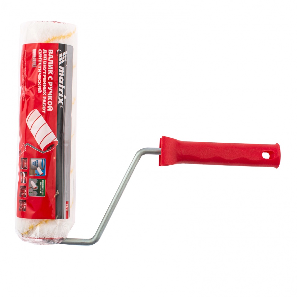 Валик для внутренних работ синтетический, 250 мм, ворс 12 мм, D 48 мм, D ручки 8 мм, полиакрил Matrix (80746)