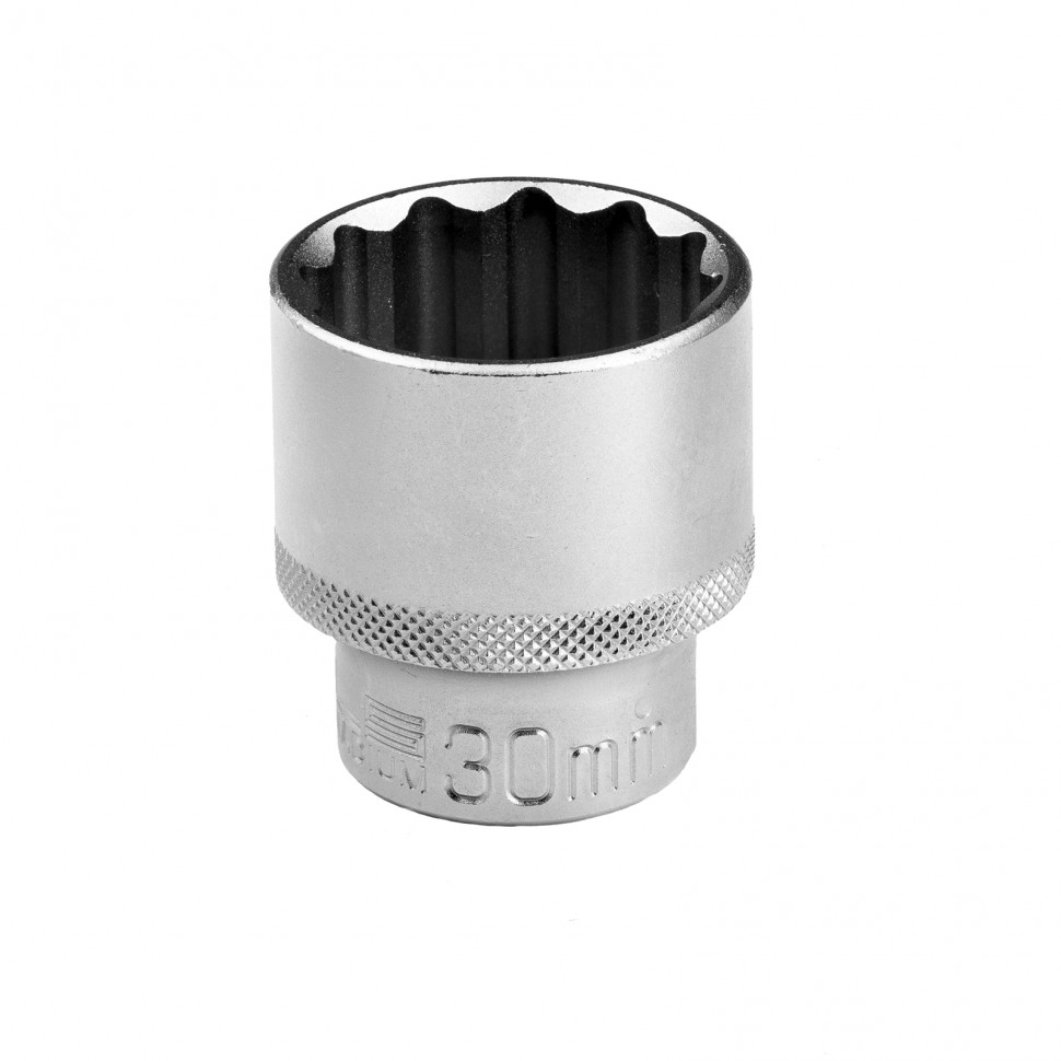 Головка торцевая, 30 мм, двенадцатигранная, CrV, под квадрат 1/2, хромированная Stels (13673)