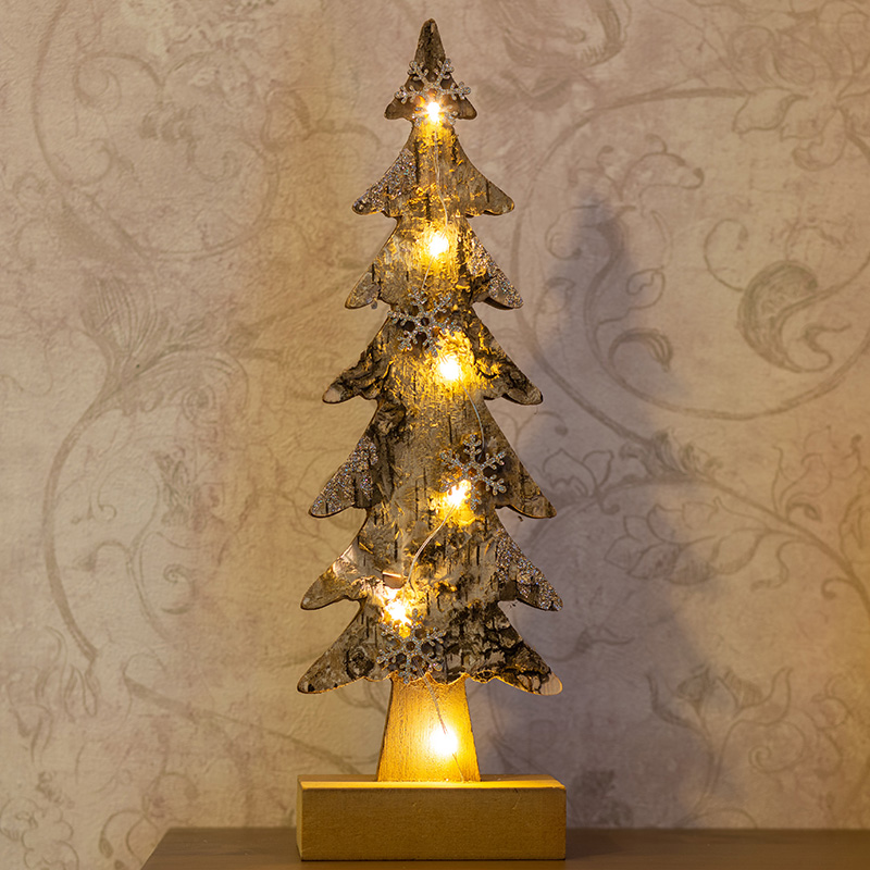 Фигурка светодиод. "ель со снежинками" 9,5*6*31 см дерев. (1/24) "neon-night" 504-013