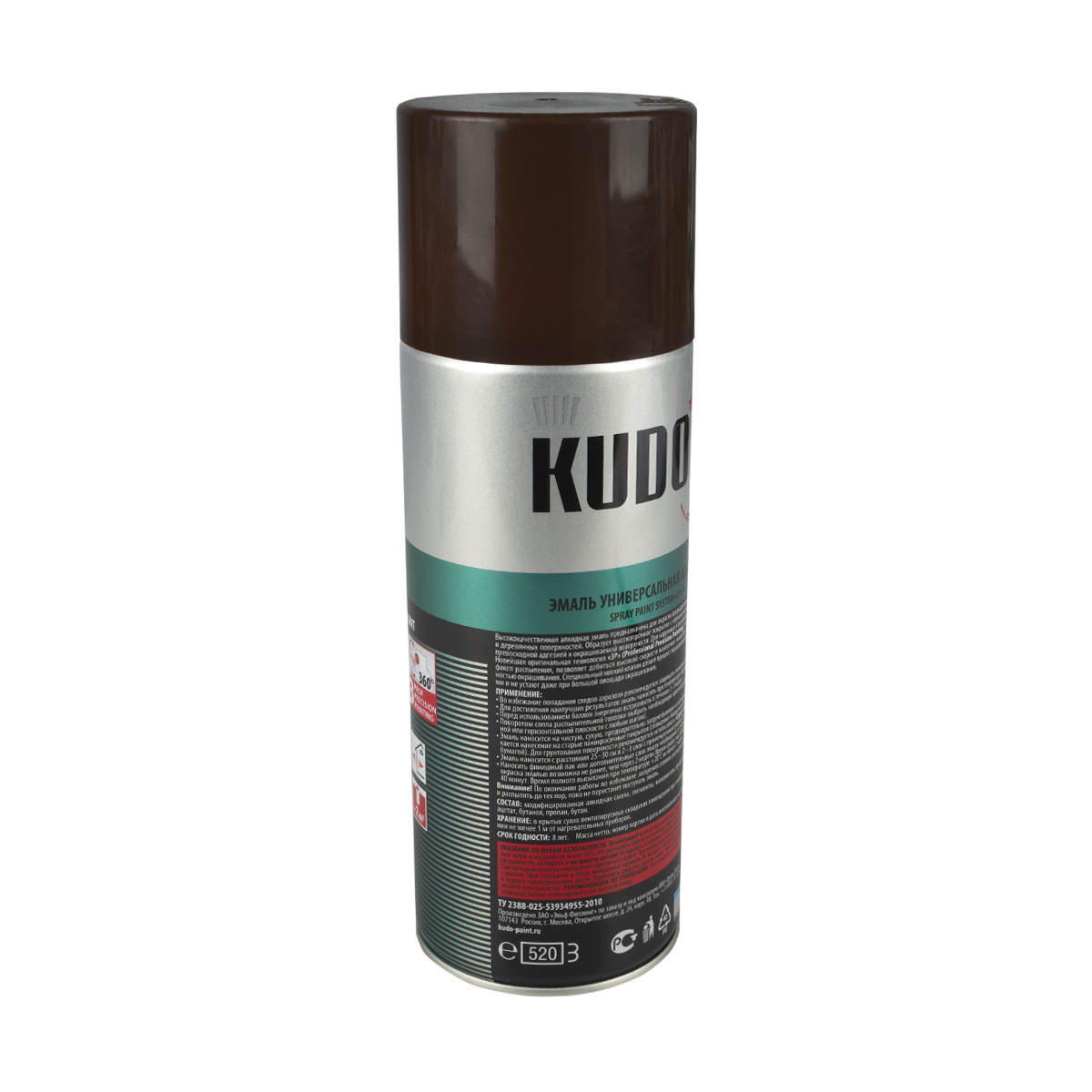 Краска аэрозоль коричневая 520 мл (12) "kudo" ku-1012
