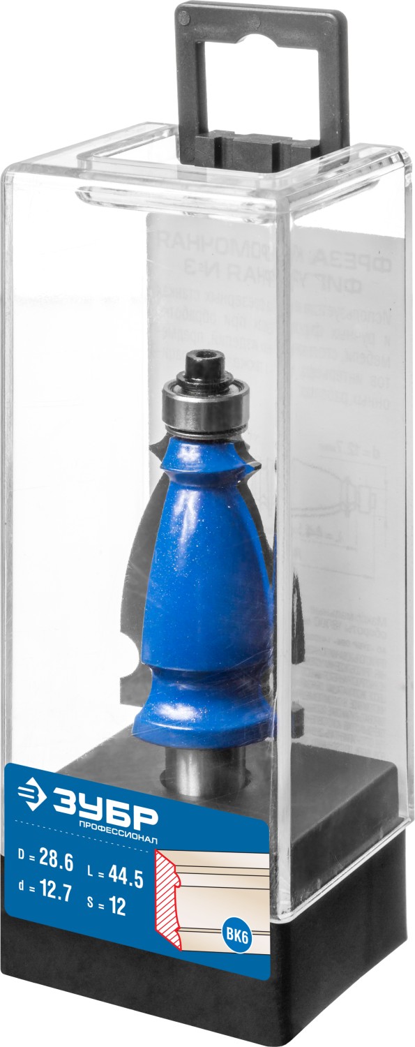 ЗУБР 44.5 x 28 мм, хвостовик 12 мм, фреза кромочная фигурная №3, Профессионал (28714-44.5)