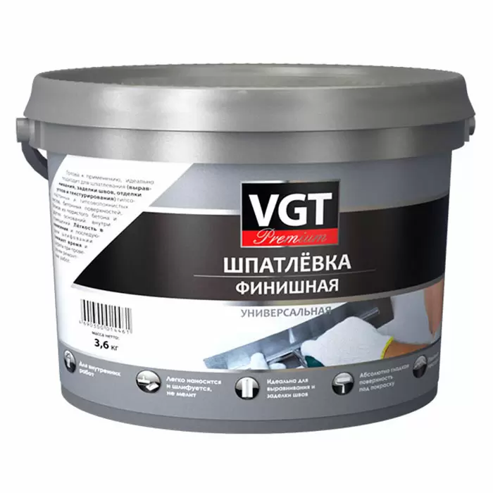 VGT PREMIUM ШПАТЛЕВКА ФИНИШНАЯ универсальная с низкой усадкой (16кг)