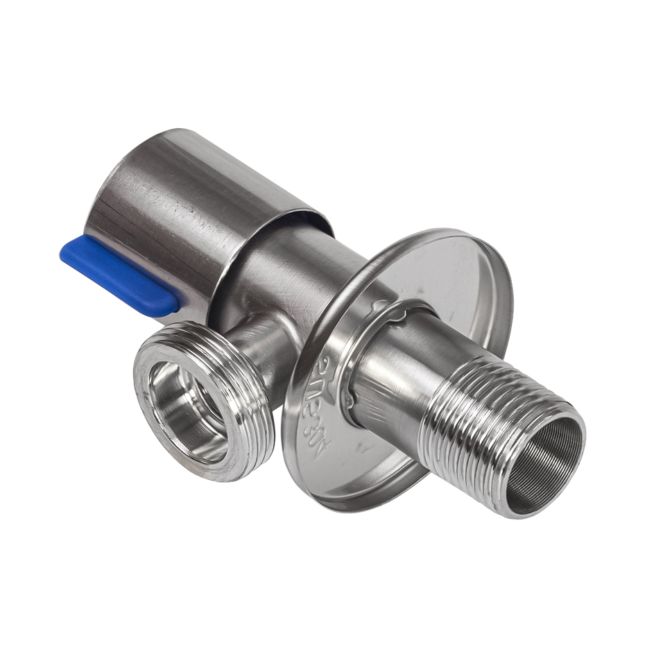 Кран угловой "rm" сталь 1/2" х 3/4", наружн/наружн, керамич. кран-букса (1/60)