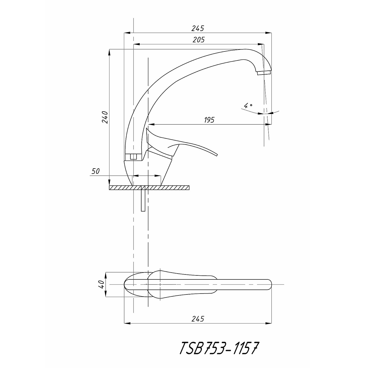 Смеситель для кухни "tsarsberg" tsb-753-1157 (1/10) "профсан"