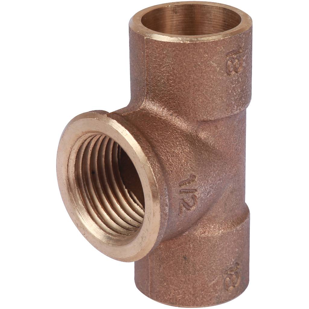 Тройник 18x1/2"x18 переходной под пайку с резьбой (ВР) SANHA бронза 141301812