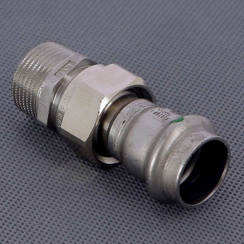 Муфта пресс-Н разъёмная 22x3/4" с плоской прокладкой нержавеющая сталь Sanpress Inox VIEGA