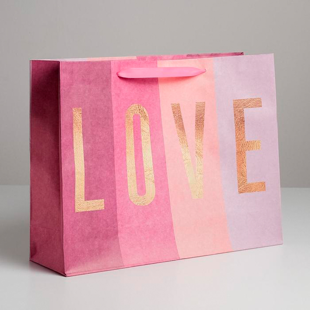 Пакет подарочный крафтовый "love" 40*31*11,5 см (1/3/120) "дарите счастье" 5177931
