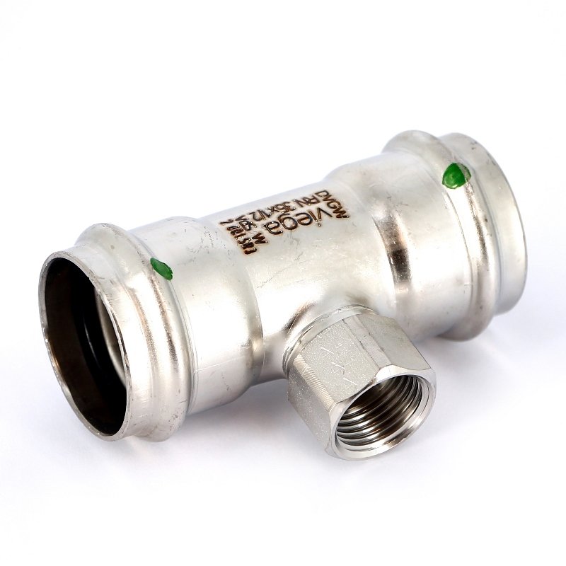 Тройник пресс-В 35х1/2"х35 нержавеющая сталь Sanpress Inox VIEGA