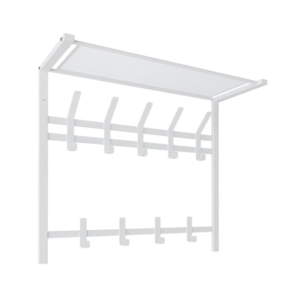 Вешалка настенная с полкой 2-х ярусная "торонто 22" (9 крючков) 670*270*585 мм белый (1) вспт22 б