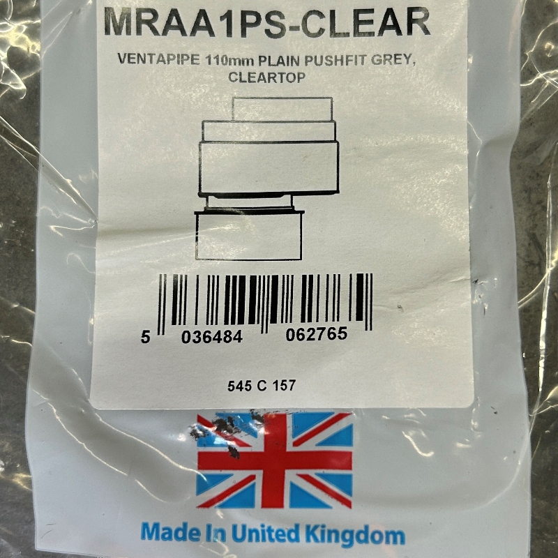 Клапан McALPINE вентиляционный (аэратор) для канализации со смещением и прозрачной крышкой 110 мм