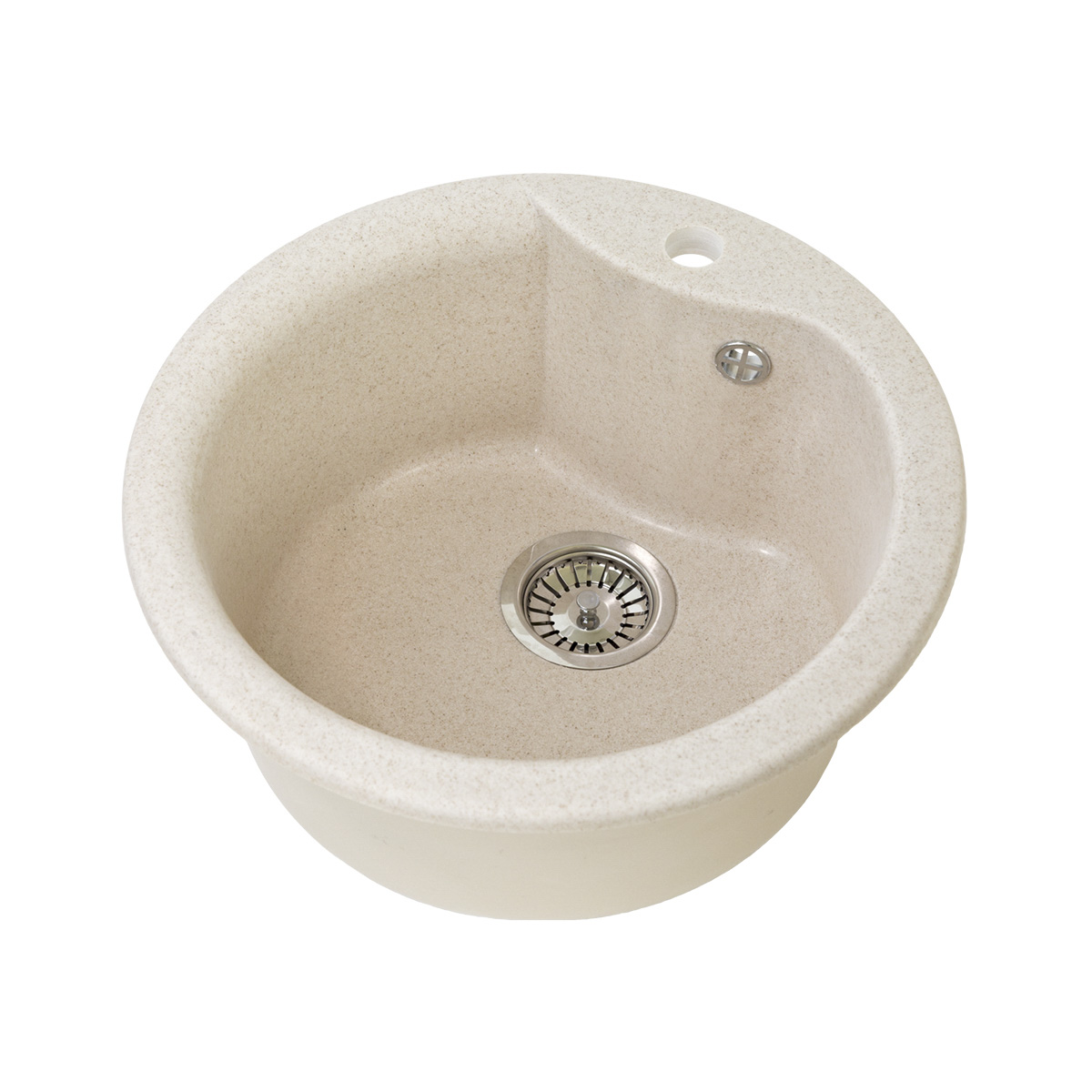 Мойка для кухни врезная искуств. камень gs-08s-328 d-480 мм бежевая "granstones"