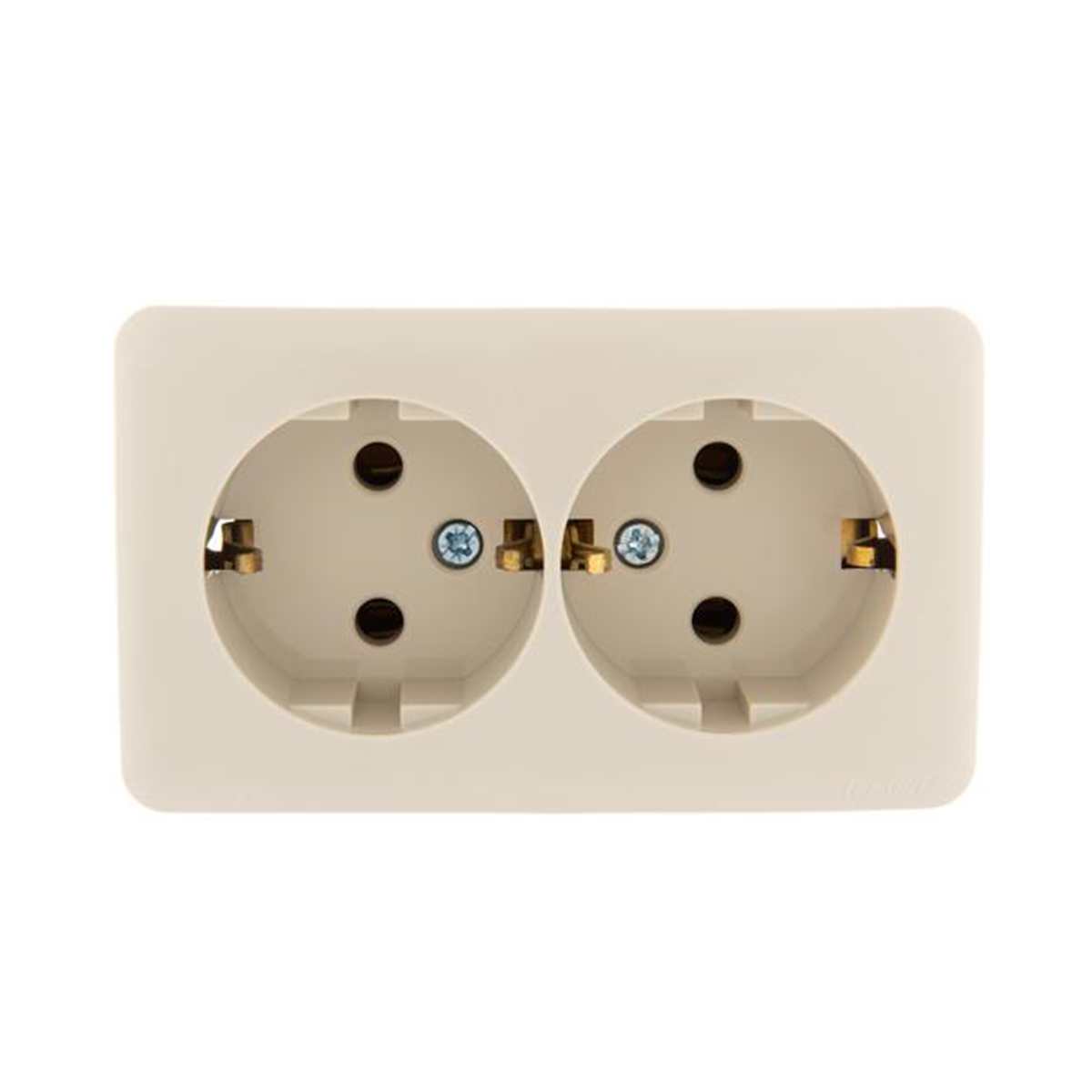 Розетка открыт. уст. "viola" 2-х местн. с заземл. (керамика) крем. (1/12/144) "lezard" 751-0300-127