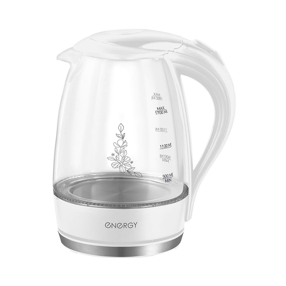 Чайник электр. "energy" e-262 1,7 л (1/6) стекло, пластик (белый)