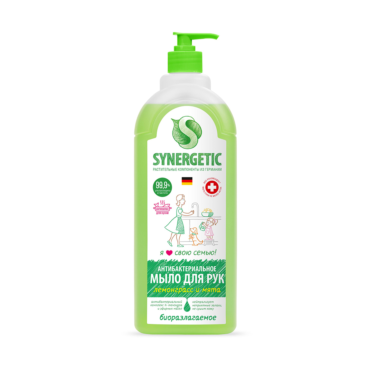 Жидкое мыло антибактер. (лемонграсс и мята)  1 л (1/8) "синергетик"