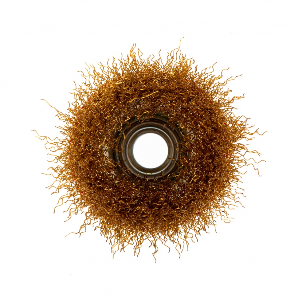 Щетка для УШМ, 65 мм, М14, "чашка", латунированная витая проволока Matrix (74603)