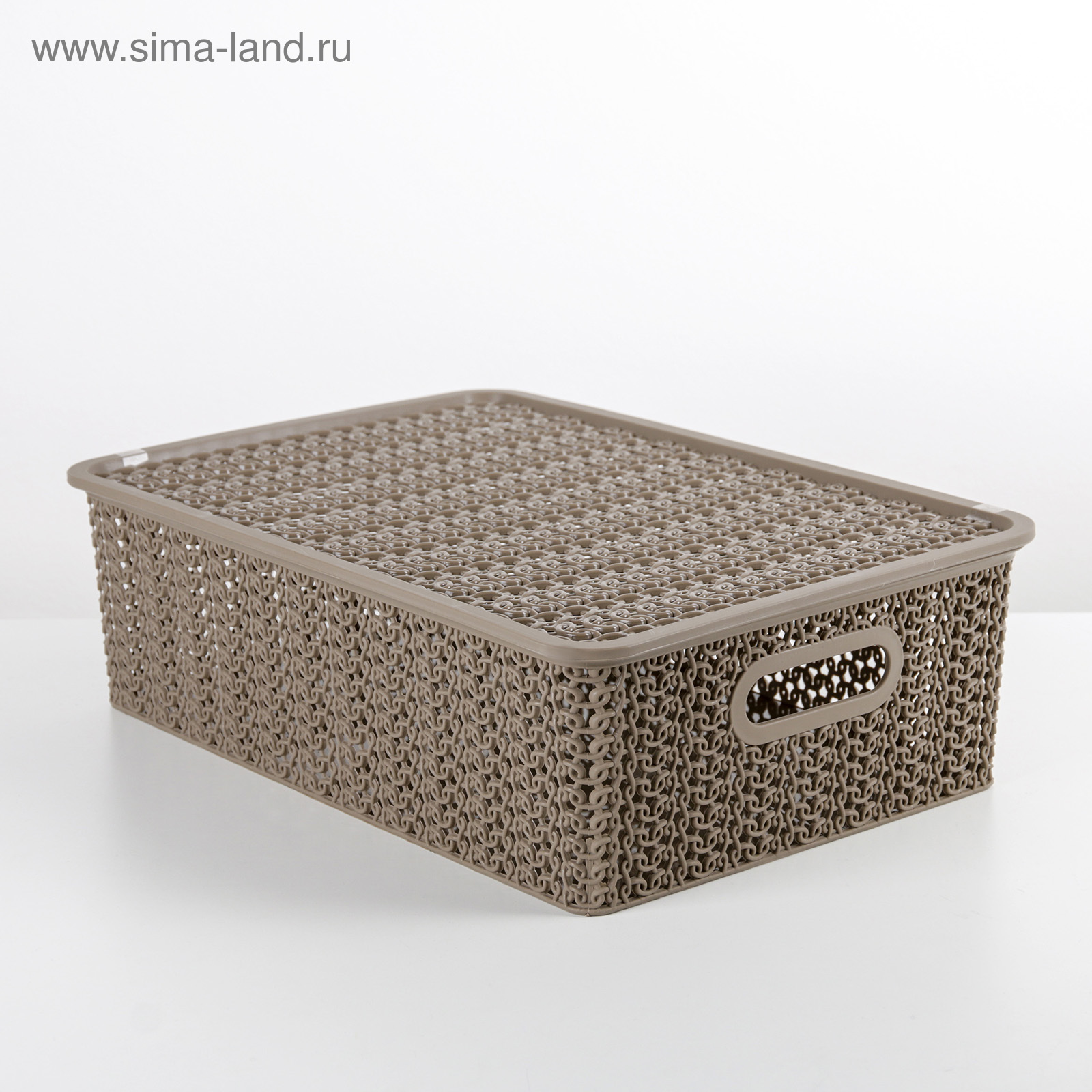 Корзина для хранения с крышкой "вязь"  7,5 л  35*24,5*10,5 см (капучино) (1/11) "виолет"