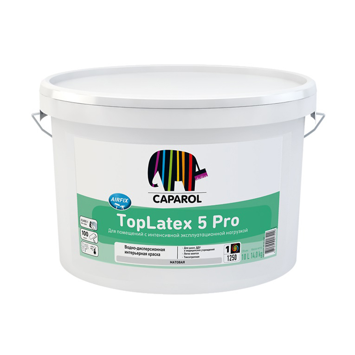 Краска интерьерная "toplatex 5 pro" база 1 (белая) 10 л (1) "caparol"