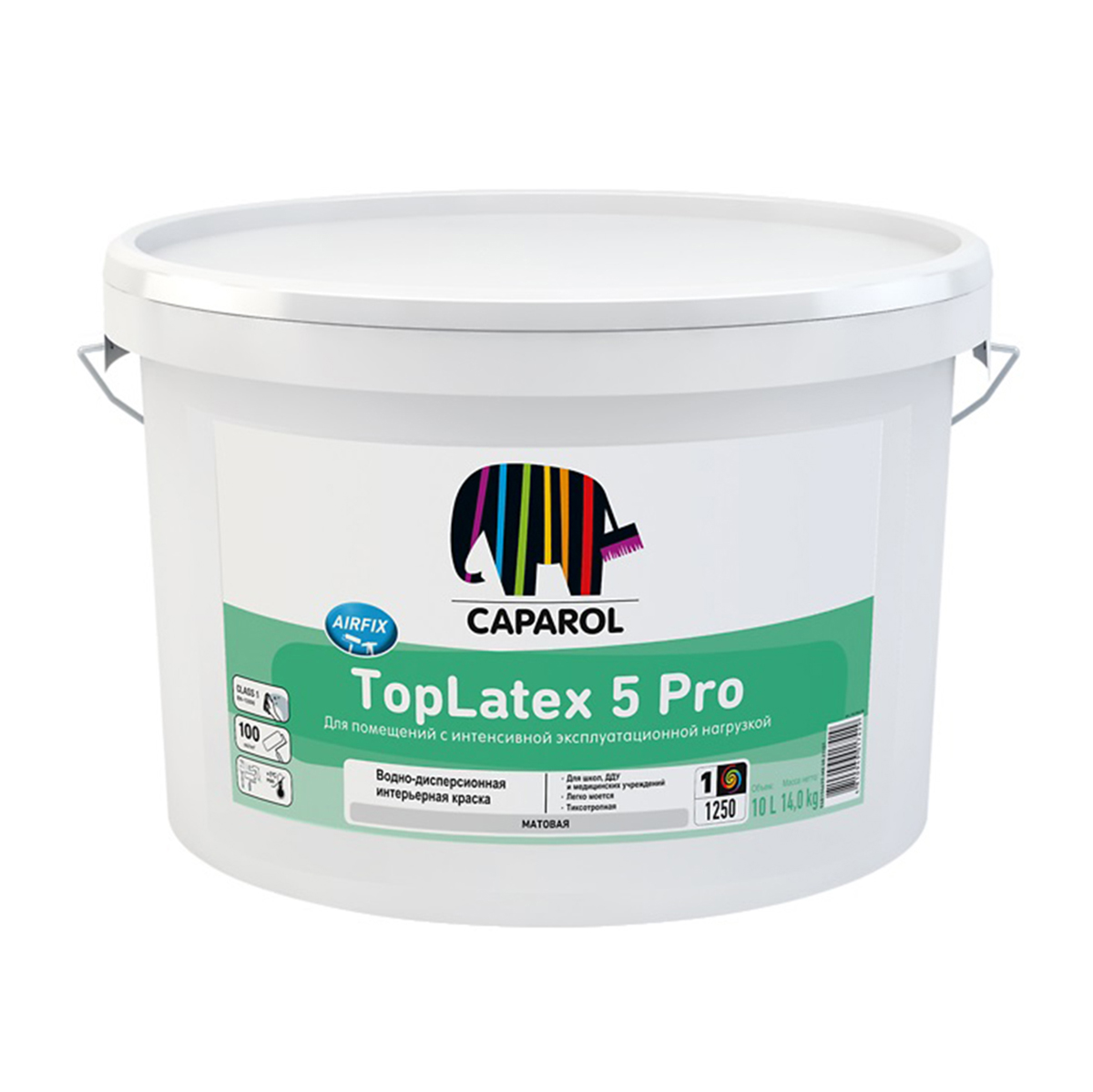 Краска интерьерная "toplatex 5 pro" база 3 (бесцветная) 9,4 л (1) "caparol"