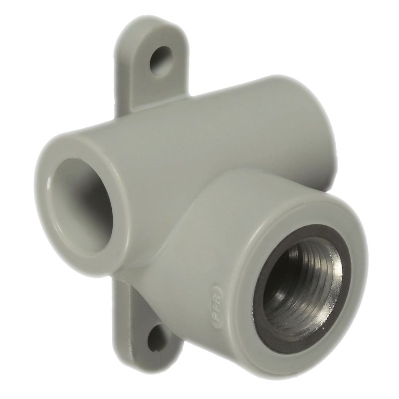 Настенный тройник (сквозное колено) 25 х 1/2" (ВР) PP-R FV-PLAST серый