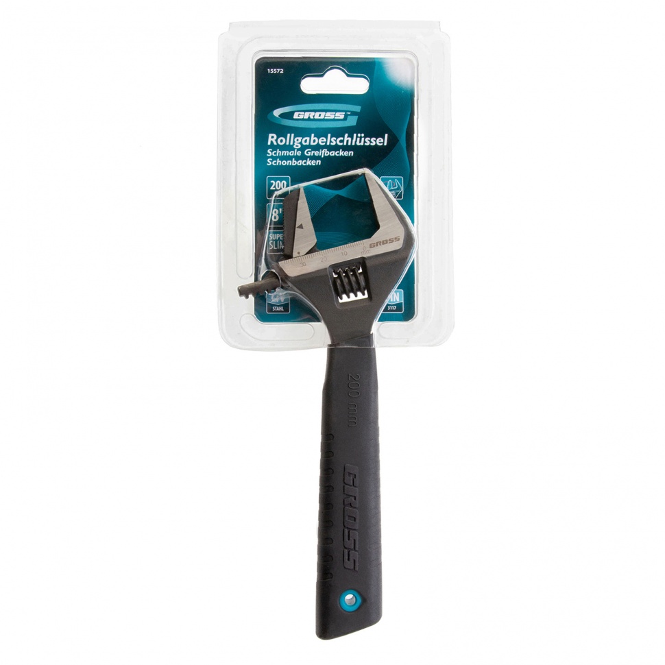 Ключ разводной, переставная губка, 200 мм, CRV GROSS (15572)