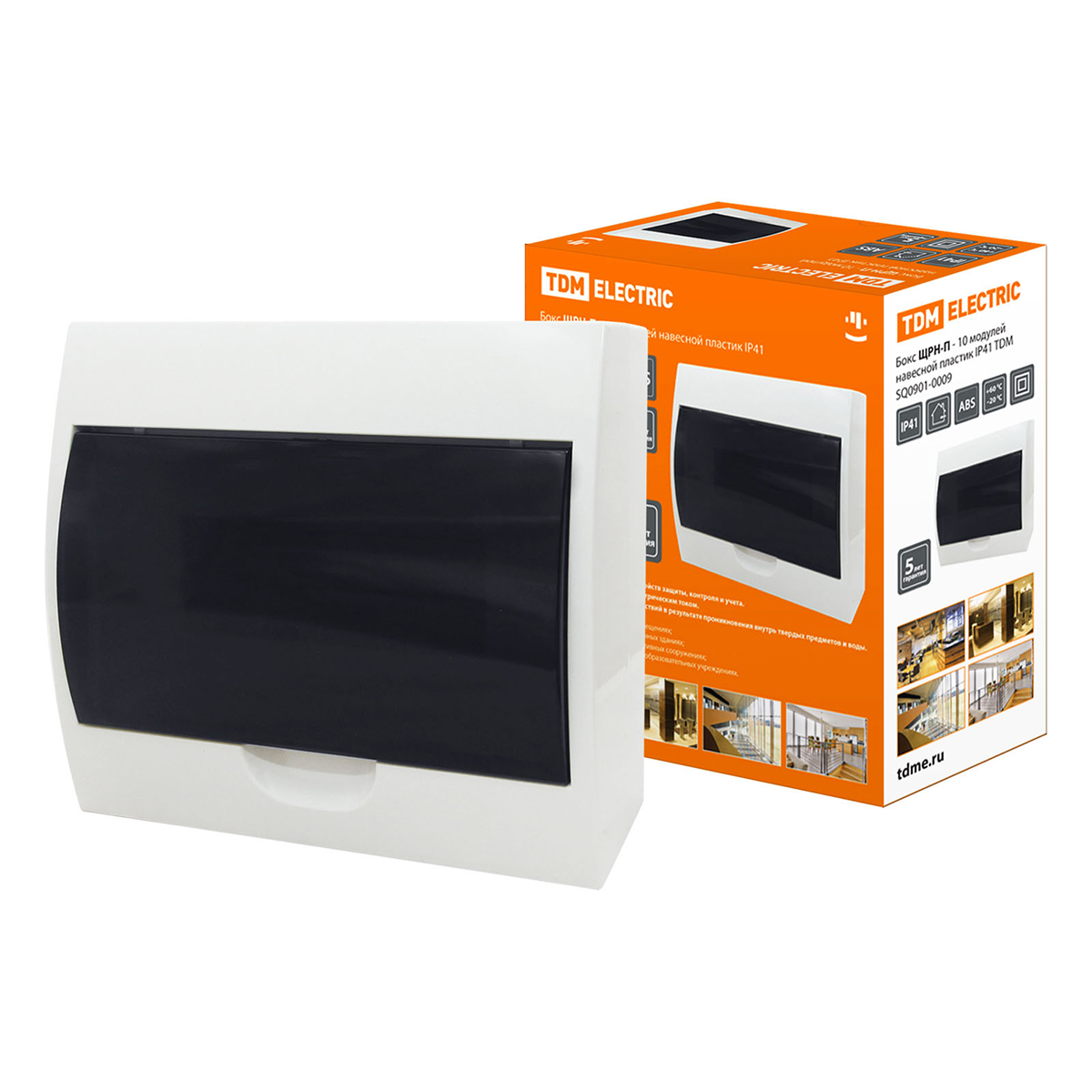 Щиток распределительный навесной щрн-п 10 модулей, пластик ip41 (1/20) tdm sq0901-0009
