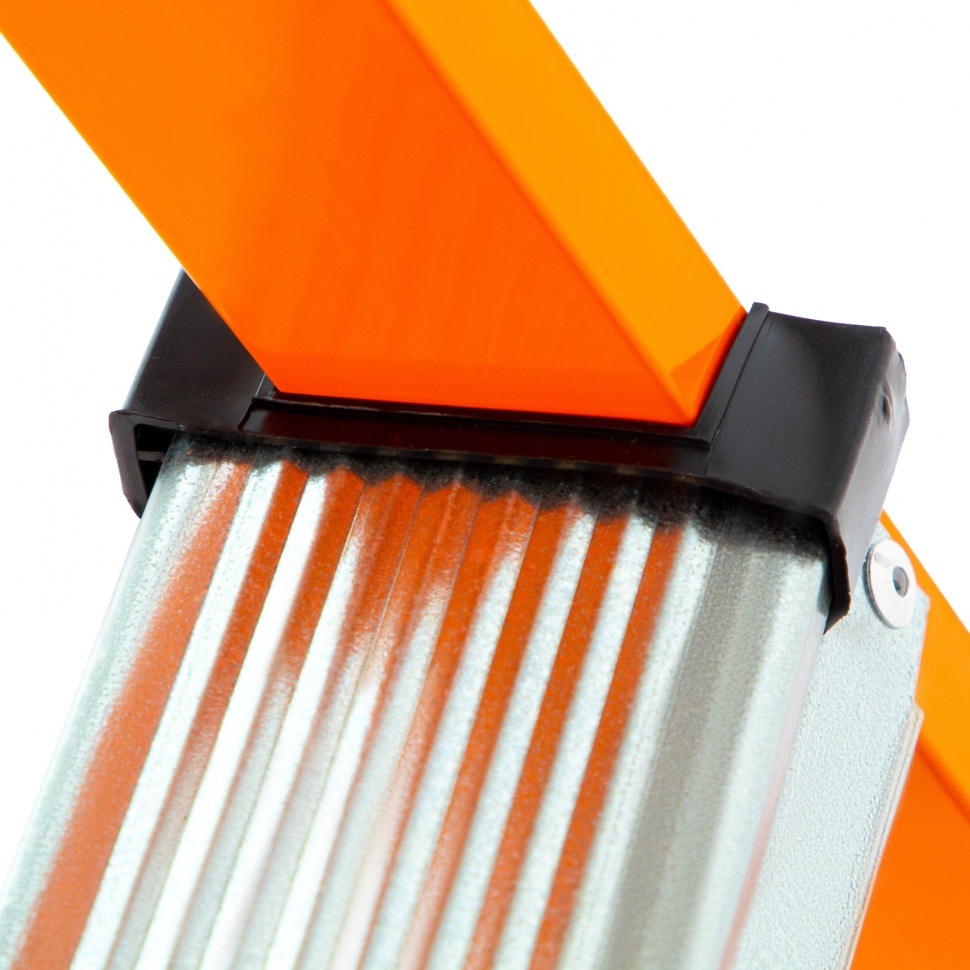 Стремянка, 5 ступеней, стальной профиль, ступени сталь, оранжевая, Сибртех (97965)