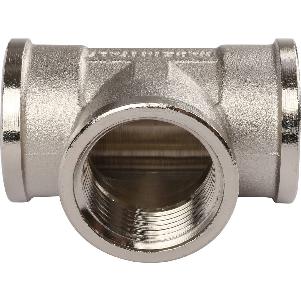 Тройник резьбовой ВР 1" никель TIEMME