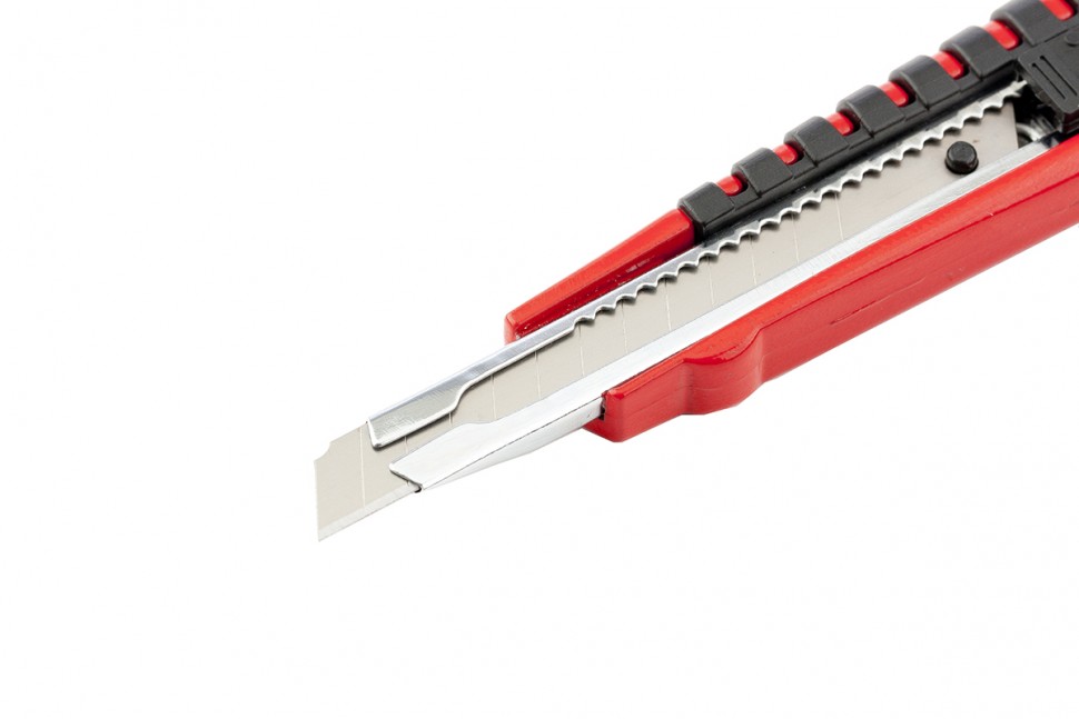 Нож, 9 мм, выдвижное лезвие, металлическая направляющая, эргономичная двухкомпонентная рукоятка Matrix (78937)