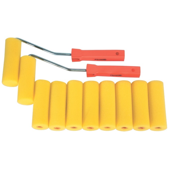 Набор мини-валиков "Поролон", 100 мм, D 35 мм, D ручки 6 мм, 10 шт, 2 бюгеля Sparta (802835)