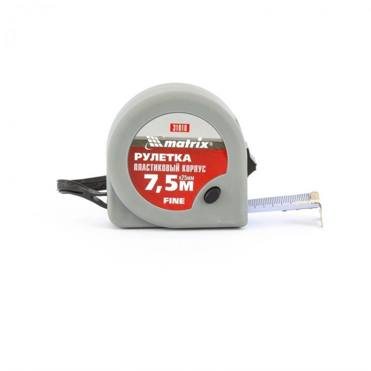 Рулетка Fine, 7.5 м х 25 мм, пластиковый корпус Matrix (31018)