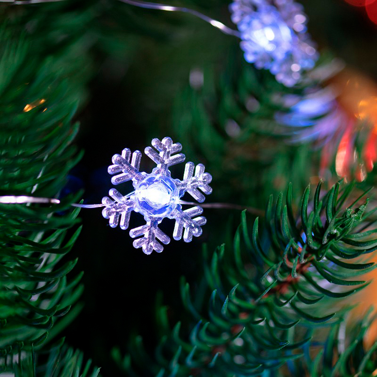 Электрогирлянда "снежинки" 2 м, 20 белых ламп (1/50) "neon-night" 303-010