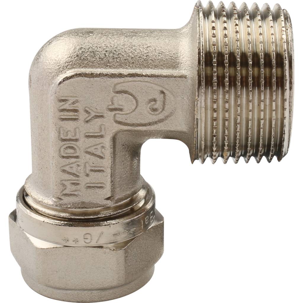 Угол переходной 16 х 3/4'' НР обжимной TIEMME для металлопластиковых труб