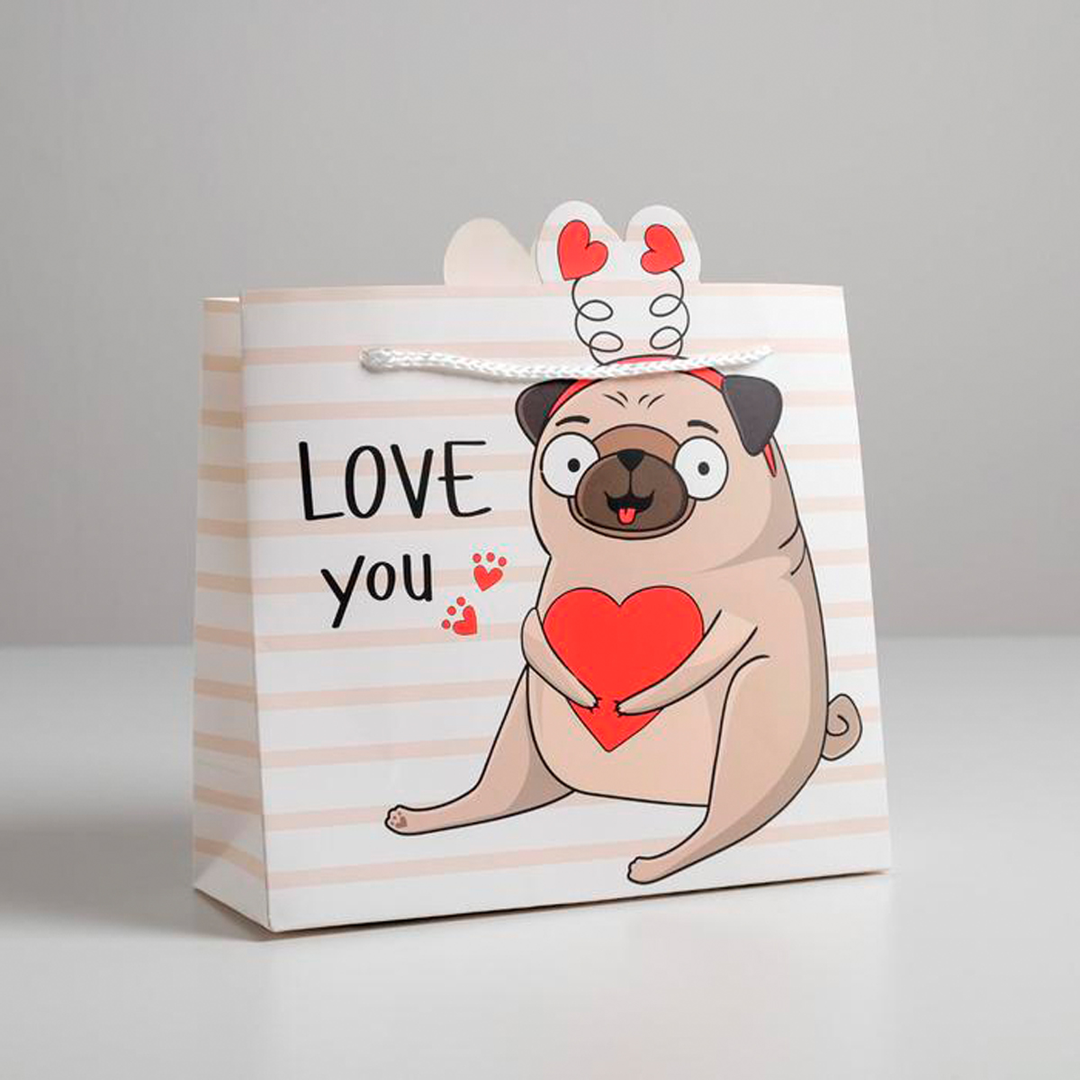 Пакет подарочный "love you" 25*26*10 см (1/320) "дарите счастье" 5266625