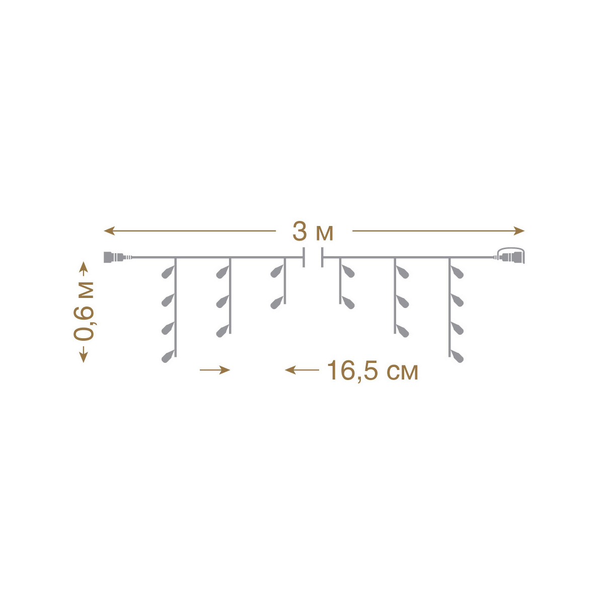 Электрогирлянда-конструктор "бахрома" 3*0,6 м, 72 синие лампы, 18 нитей (1/4) "vegas"