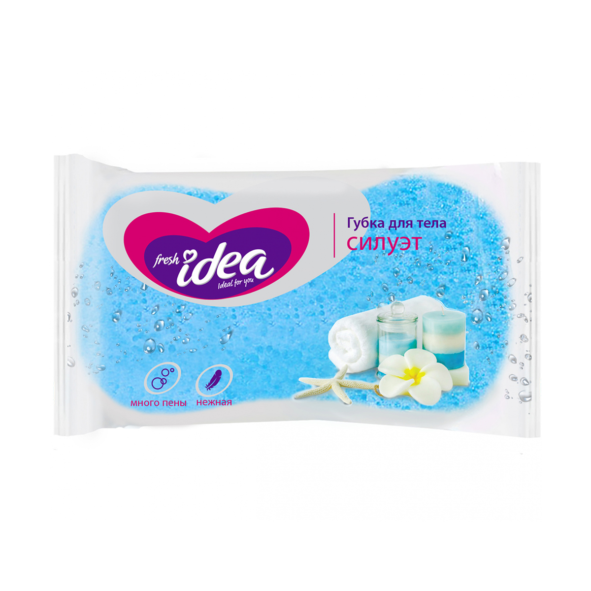 Губка банная "силуэт" 14 х 9 х 5 см (1/30) "fresh idea"