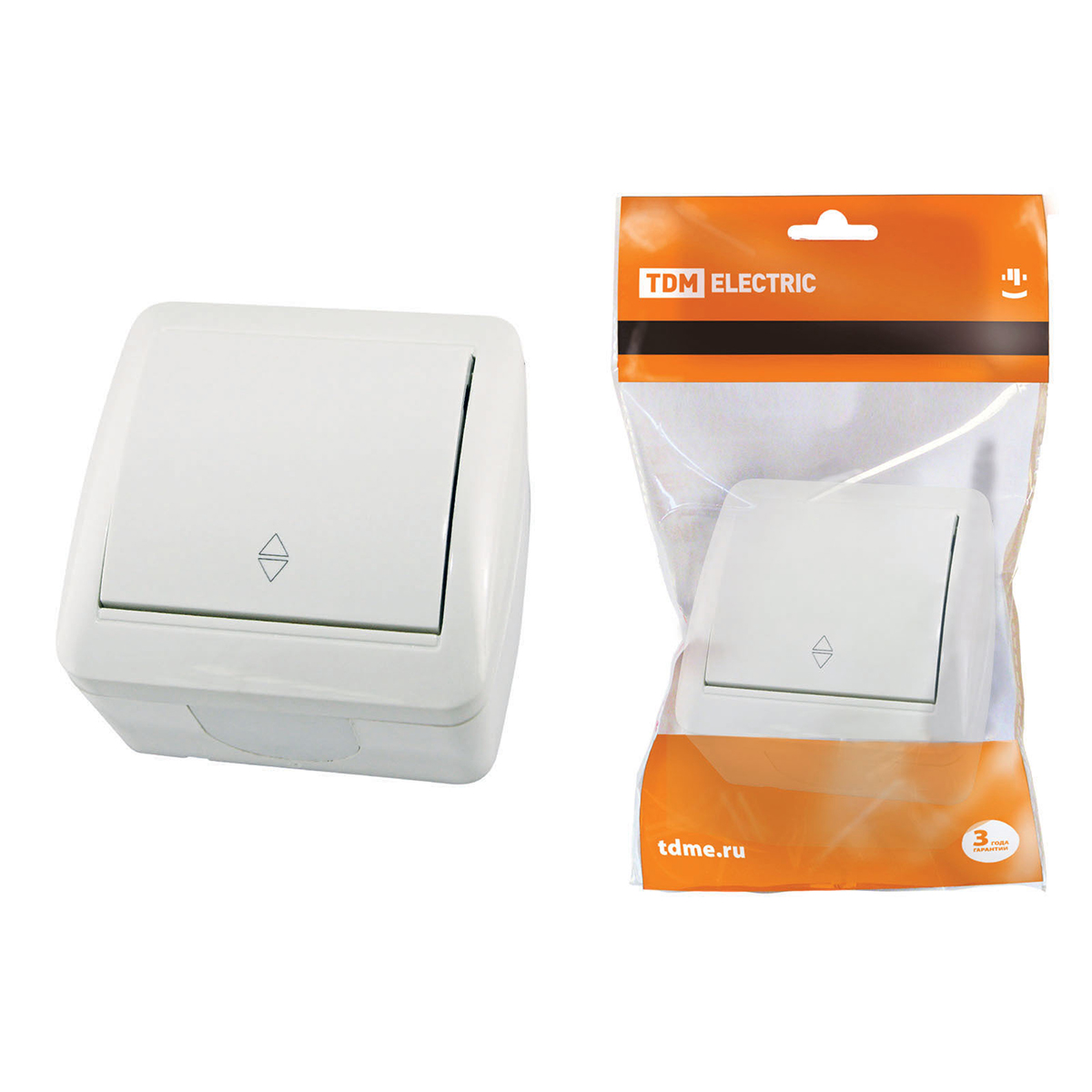 Выключатель проходной 1 кл. открыт. установки ip44 10а "селигер" белый (1/10/120) tdm sq1818-0011
