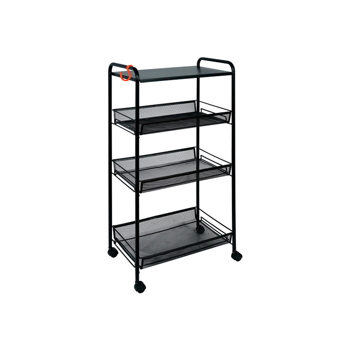 Этажерка "ладья 34кс" 3 корзины + полка (450*300*800 мм) на колесах, черный (1) э 357 ч